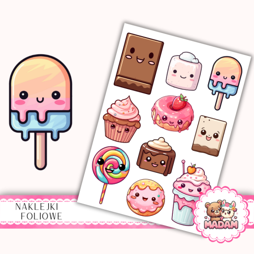 Naklejki foliowe 13x19 Słodkości Kawaii MaDam Creative