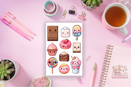 Naklejki foliowe 13x19 Słodkości Kawaii MaDam Creative