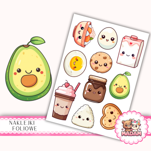 Naklejki foliowe 13x19 Jedzenie Kawaii vol. 6 MaDam Creative