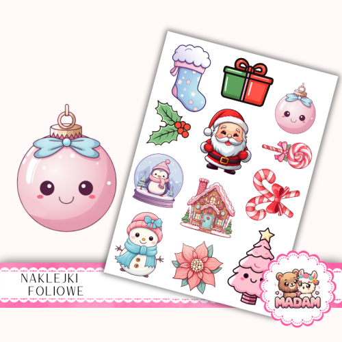 Naklejki foliowe 13x19 Świąteczne Kawaii MaDam Creative