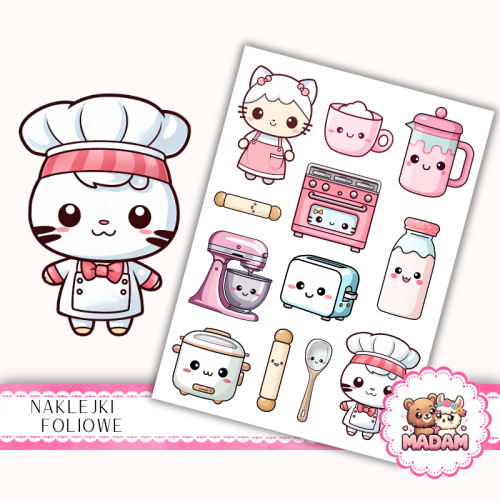Naklejki foliowe 13x19 Kawaii Kuchnia MaDam Creative