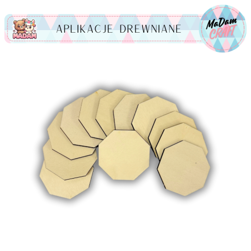 Kształty drewniane ośmiokąt 5 cm 12 sztuk, MaDam Creative