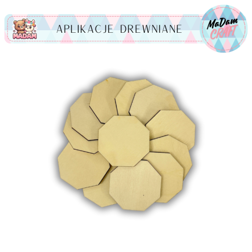 Kształty drewniane ośmiokąt 5 cm 12 sztuk, MaDam Creative