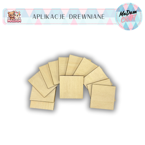 Kształty drewniane Kwadrat 5 cm 12 sztuk, MaDam Creative