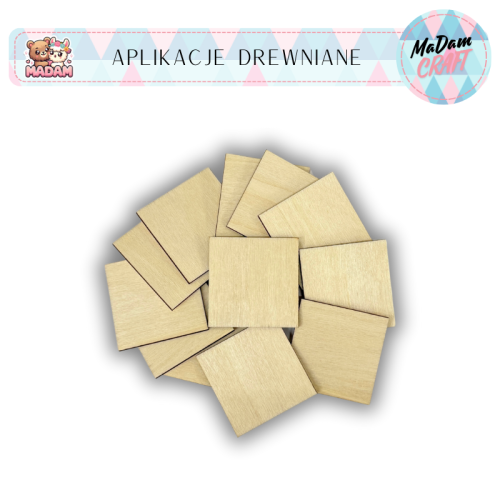 Kształty drewniane Kwadrat 5 cm 12 sztuk, MaDam Creative