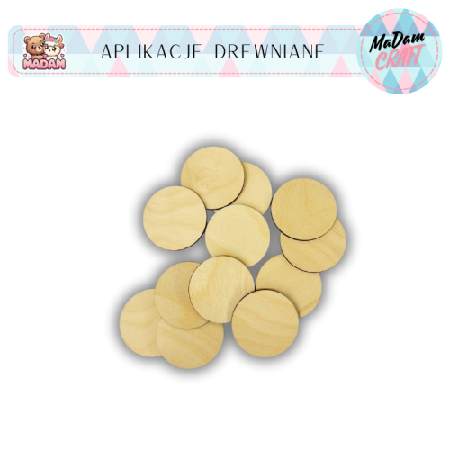 Kształty drewniane koło 4 cm 12 sztuk, MaDam Creative