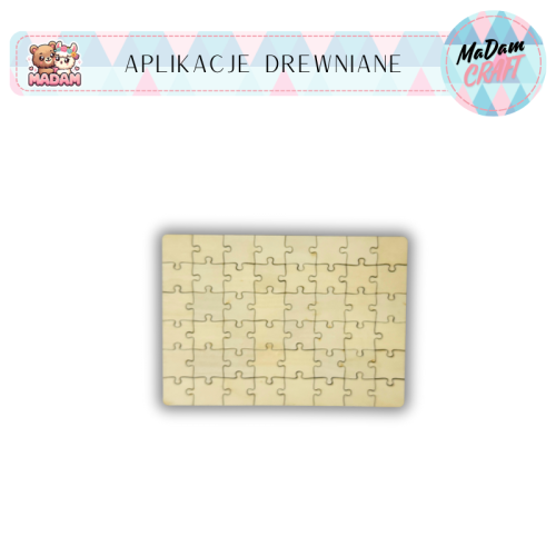 Aplikacje drewniane puzzle puste 48 elementów 14,5x21 cm MaDam Creative