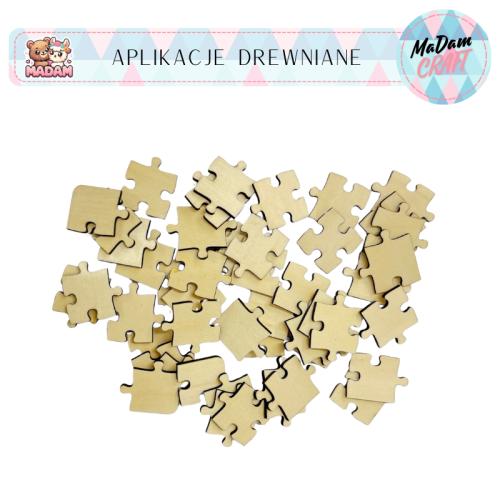 Aplikacje drewniane puzzle puste 48 elementów 14,5x21 cm MaDam Creative