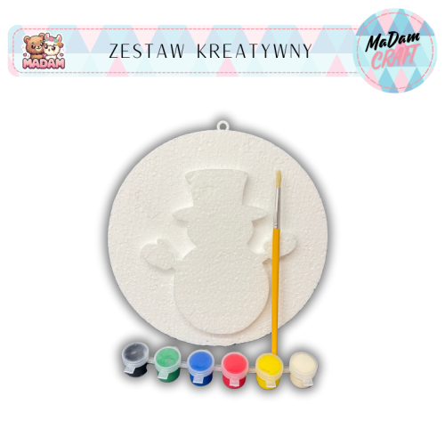 Zestaw kreatywny do malowania bałwan koło Boże Narodzenie, Madam Creative