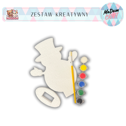 Zestaw kreatywny do malowania bałwan z podstawką 20 cm Boże Narodzenie, Madam Creative