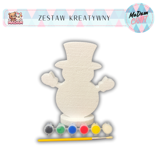Zestaw kreatywny do malowania bałwan z podstawką 20 cm Boże Narodzenie, Madam Creative