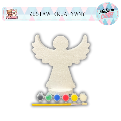 Zestaw kreatywny do malowania anioł z podstawką 20 cm Boże Narodzenie, Madam Creative