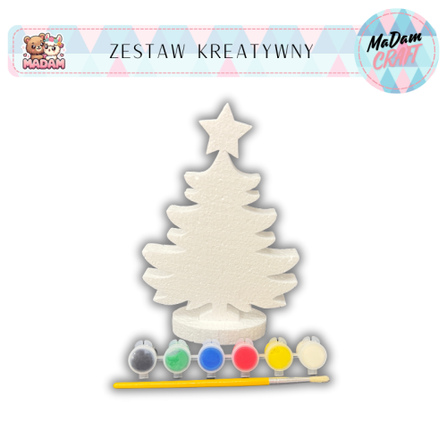 Zestaw kreatywny do malowania choinka z podstawką 20 cm Boże Narodzenie, Madam Creative