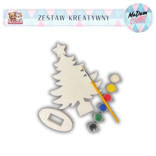 Zestaw kreatywny do malowania choinka z podstawką 20 cm Boże Narodzenie, Madam Creative