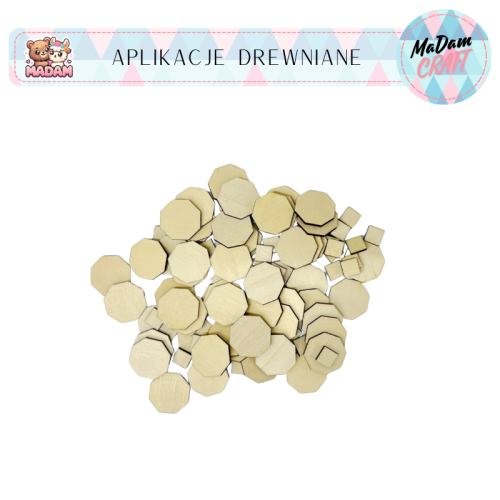 Aplikacje drewniane Mozaika ośmiokąt 3 cm 94 elementy, MaDam Creative