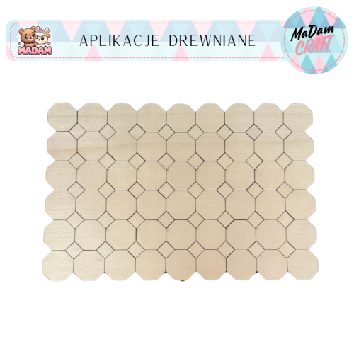 Aplikacje drewniane Mozaika ośmiokąt 3 cm 94 elementy, MaDam Creative