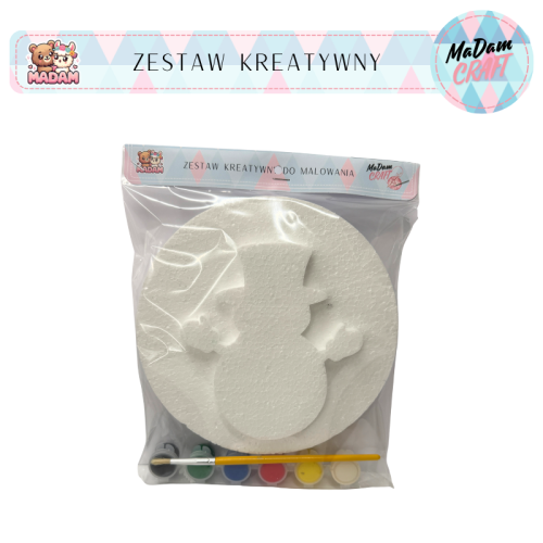 Zestaw kreatywny do malowania bałwan koło Boże Narodzenie, Madam Creative