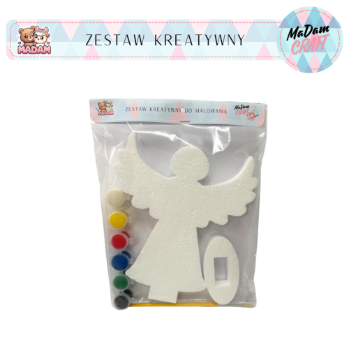 Zestaw kreatywny do malowania anioł z podstawką 20 cm Boże Narodzenie, Madam Creative