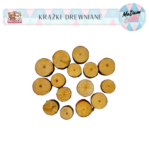 Plastry drewna krążki 2-3 cm 15 sztuk MaDam Creative