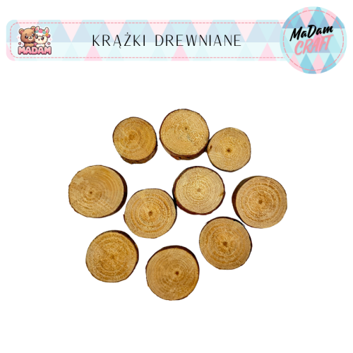 Plastry drewna krążki 3-4 cm 10 sztuk MaDam Creative