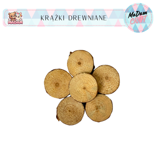 Plastry drewna krążki 4-5 cm 6 sztuk MaDam Creative
