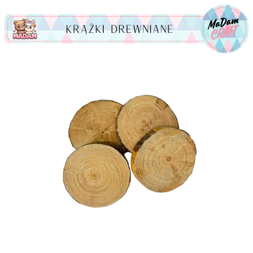 Plastry drewna krążki 6-7 cm 4 sztuki MaDam Creative