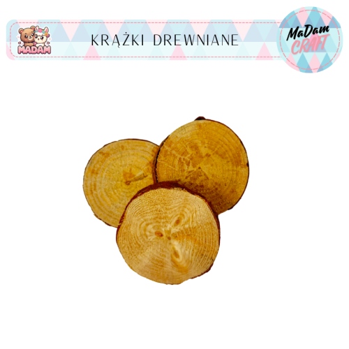 Plastry drewna krążki 7-8 cm 3 sztuki MaDam Creative