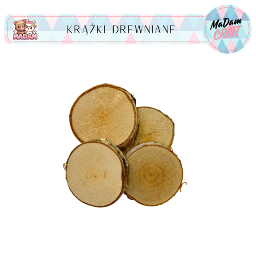 Plastry drewna krążki brzoza 6-6,7 cm 4 sztuki MaDam Creative