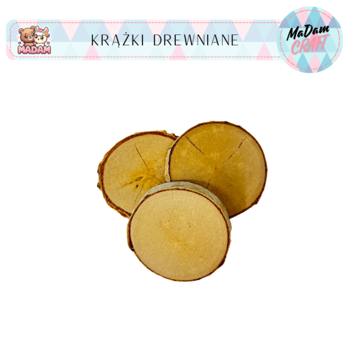 Plastry drewna krążki brzoza 7-7,5 cm 3 sztuki MaDam Creative