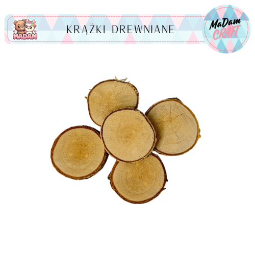 Plastry drewna krążki brzoza 5-5,5 cm 5 sztuk MaDam Creative
