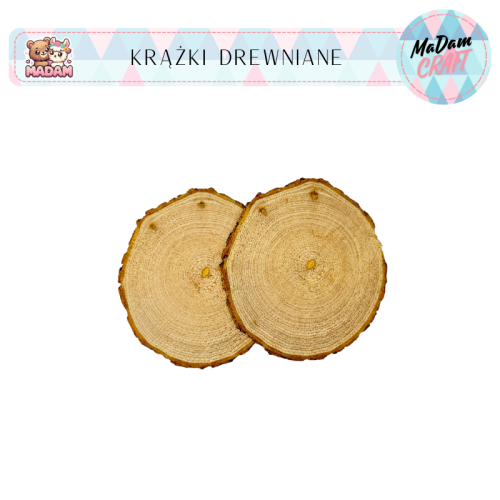 Plastry drewna krążki 8-8,5 cm 2 sztuki MaDam Creative