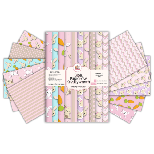 Blok Papierów Kreatywnych Różowy Króliczek – do Scrapbookingu i Journalingu MaDam Creative