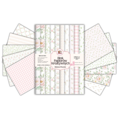 Blok Papierów Kreatywnych Różowe Piwonie – do Scrapbookingu i Journalingu MaDam Creative