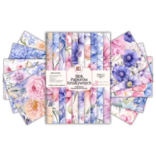 Blok Papierów Kreatywnych Pastelowe Akwarelowe Kwiaty – do Scrapbookingu i Journalingu MaDam Creative