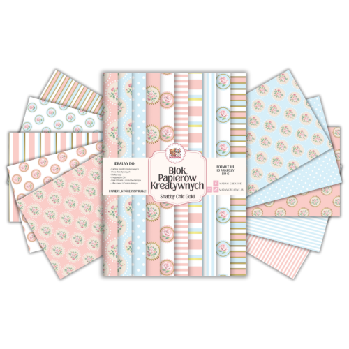 Blok Papierów Kreatywnych Shabby Chic Gold – do Scrapbookingu i Journalingu MaDam Creative