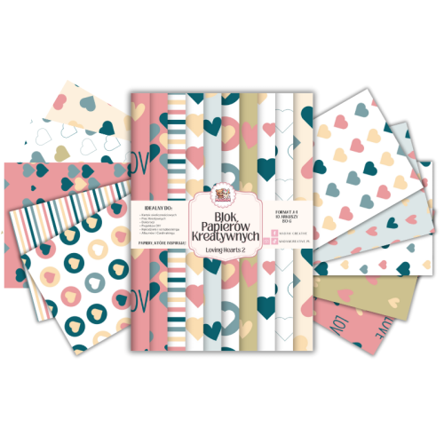 Blok Papierów Kreatywnych Loving Hearts 2 – do Scrapbookingu i Journalingu MaDam Creative