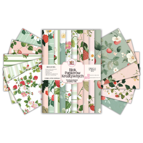 Blok Papierów Kreatywnych Truskawkowe Shabby Chic – do Scrapbookingu i Journalingu MaDam Creative