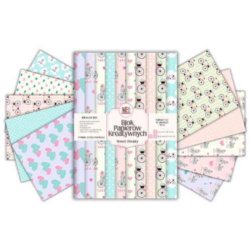 Blok Papierów Kreatywnych Rower i Kwiaty – do Scrapbookingu i Journalingu MaDam Creative
