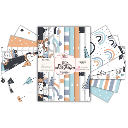 Blok Papierów Kreatywnych Zwierzątka w Pociągu – do Scrapbookingu i Journalingu MaDam Creative