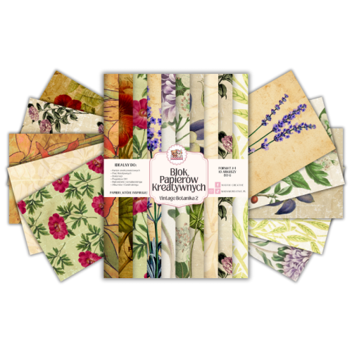 Blok Papierów Kreatywnych Vintage Botanika 2 – do Scrapbookingu i Journalingu MaDam Creative