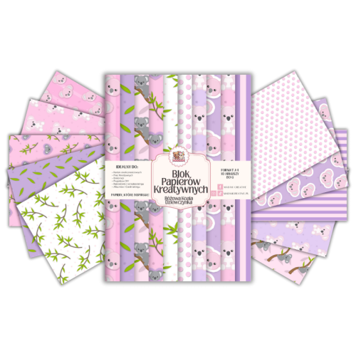 Blok Papierów Kreatywnych Różowa Koala Dziewczynka – do Scrapbookingu i Journalingu MaDam Creative