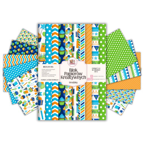 Blok Papierów Kreatywnych Urodziny – do Scrapbookingu i Journalingu MaDam Creative