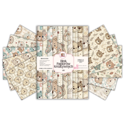 Blok Papierów Kreatywnych Miś – do Scrapbookingu i Journalingu MaDam Creative