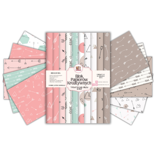 Blok Papierów Kreatywnych Tribal Strzały Mięta & Róż – do Scrapbookingu i Journalingu MaDam Creative