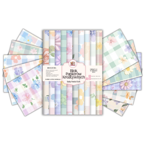 Blok Papierów Kreatywnych Pastelowa Kratka Kwiatowa – Do Scrapbookingu I Journalingu MaDam Creative