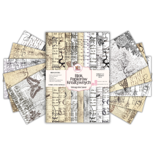 Blok Papierów Kreatywnych Vintage Ink Saver – do Scrapbookingu i Journalingu MaDam Creative