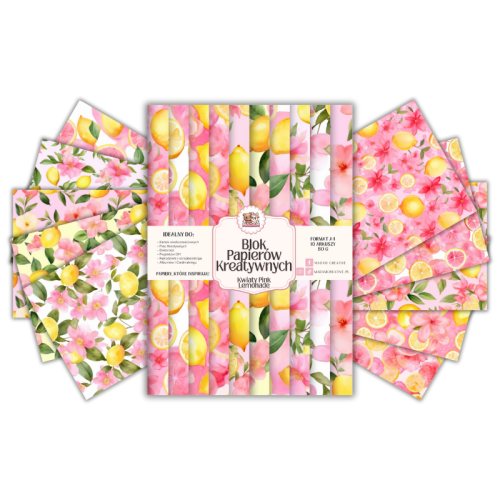 Blok Papierów Kreatywnych Kwiaty Pink Lemonade – do Scrapbookingu i Journalingu MaDam Creative