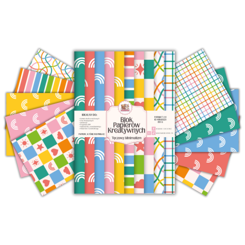 Blok Papierów Kreatywnych Tęczowy Minimalizm – do Scrapbookingu i Journalingu MaDam Creative