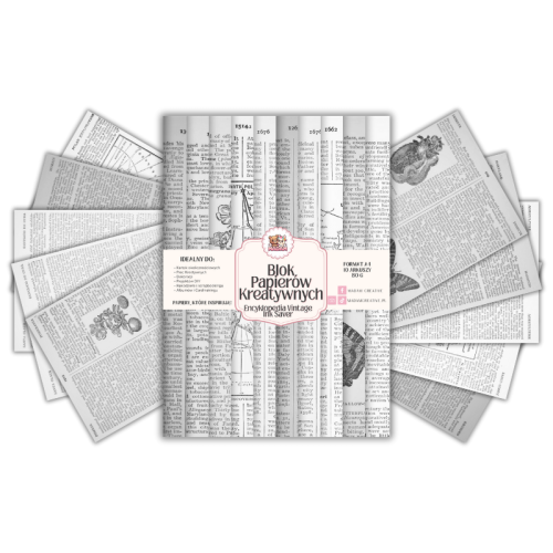 Blok Papierów Kreatywnych Encyklopedia Vintage Ink Saver – do Scrapbookingu i Journalingu MaDam Creative