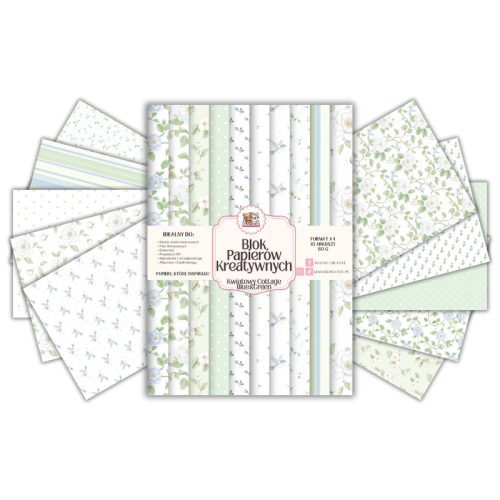 Blok Papierów Kreatywnych Kwiatowy Cottage Blue&Green – do Scrapbookingu i Journalingu MaDam Creative